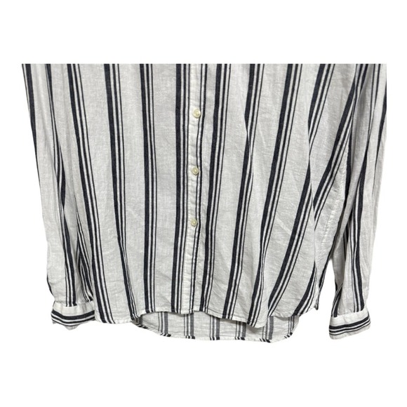 By Trovata Birds of Paradis Linen Blend Striped Long Sleeve White Size Small - Picture 3 of 6